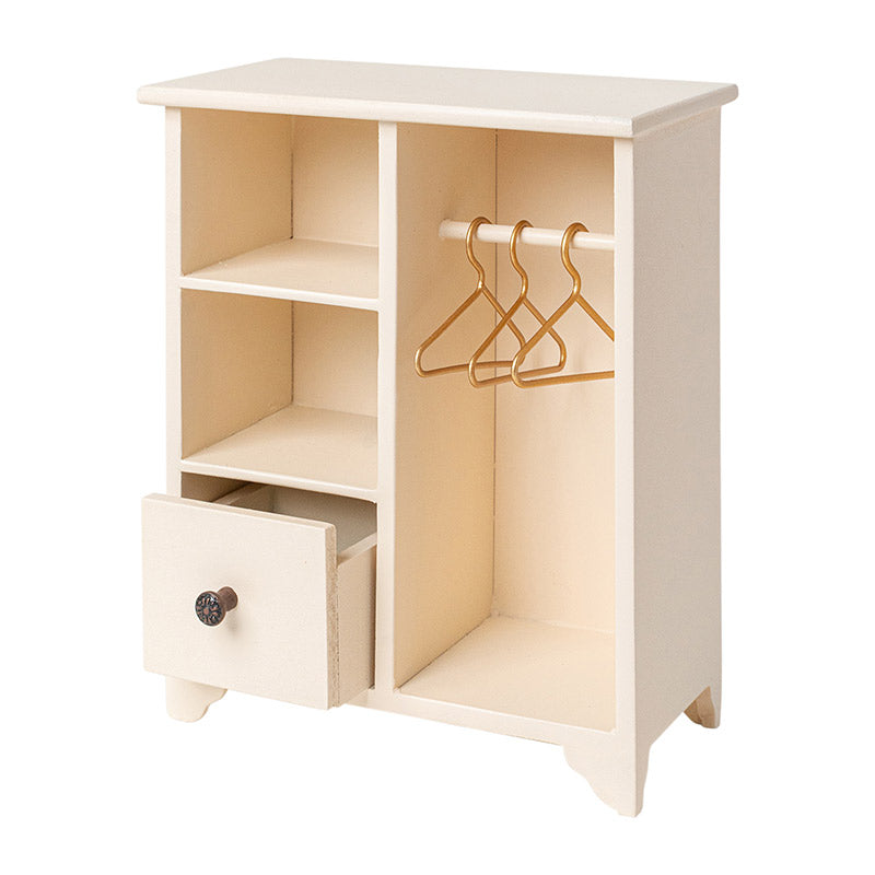 Wooden Wardrobe with 3 Hangers – 1:12 Scale Dollhouse Furniture