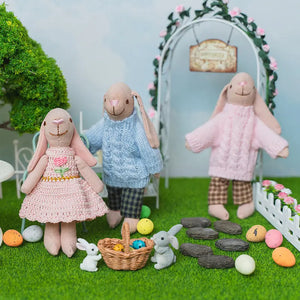 Limited Edition Easter Bunny Family Garden Egg Hunt Set – 1:12 Scale Dollhouse Miniature Story-Box Kivvi Tales