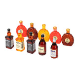 Miniature wine bottles set of 10 in assorted colors, tiny dollhouse bar accessories for dining table, cabinet shelves, or festive party scenes