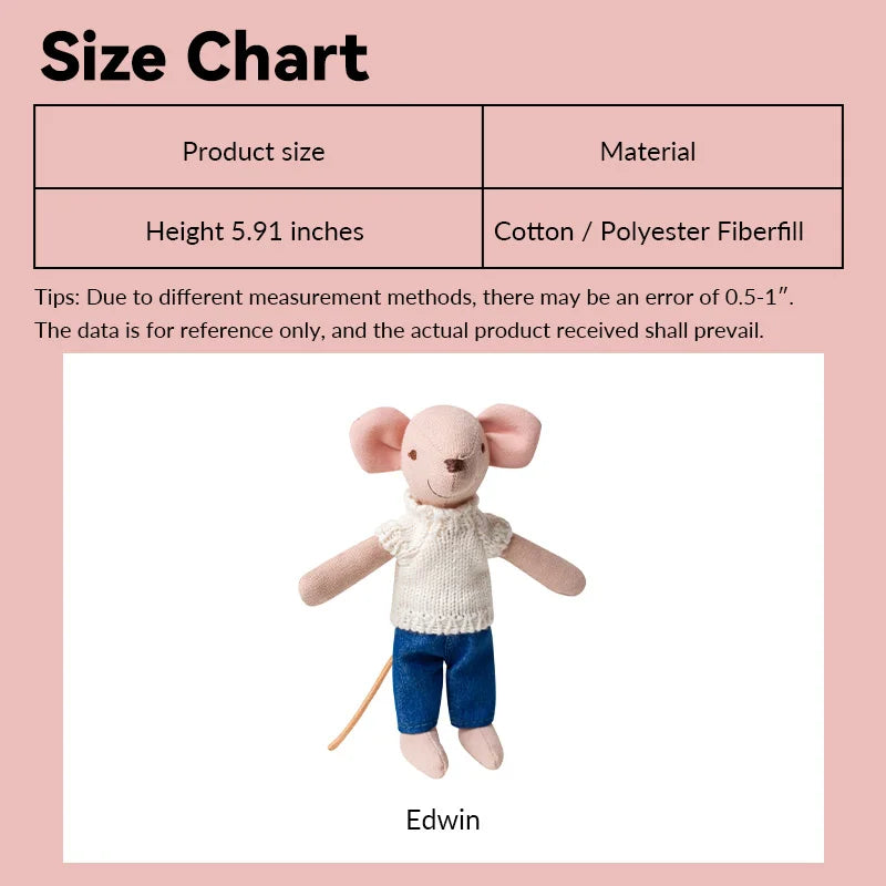 6 inch Mouse Dad Edwin – Figure for 1:12 Scale Dollhouse Scenes Kivvi Tales