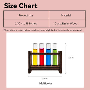 dollhouse test tubes size chart showing removable glass tubes with resin and wood details in 1:12 scale
