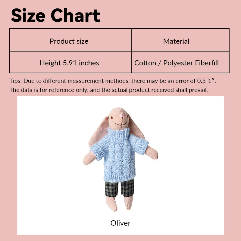 6 inch Bunny Dad Oliver – Figure for 1:12 Scale Dollhouse Scenes Kivvi Tales