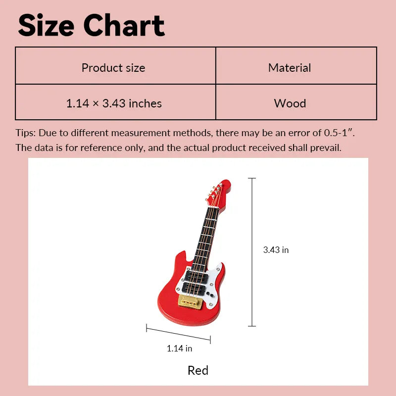 Red Wooden Guitar – 1:12 Scale Dollhouse Accessories Kivvi Tales