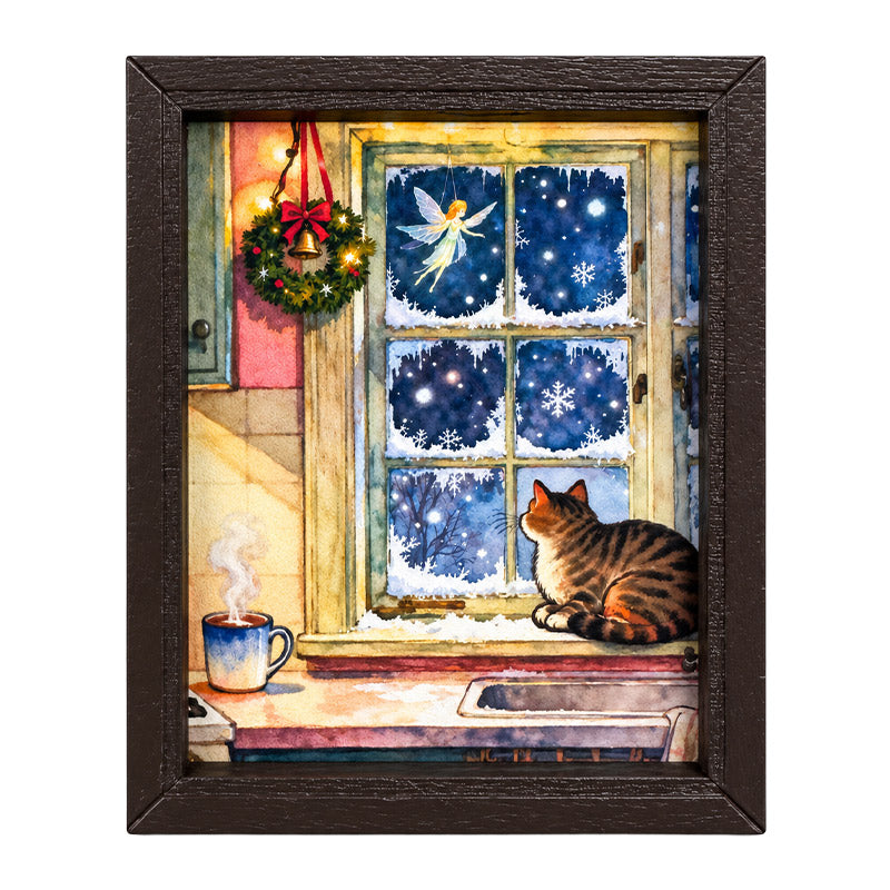 Dollhouse Christmas Wall Art with Wood Frame - 1:12 Scale Holiday Decor (Choose Options)