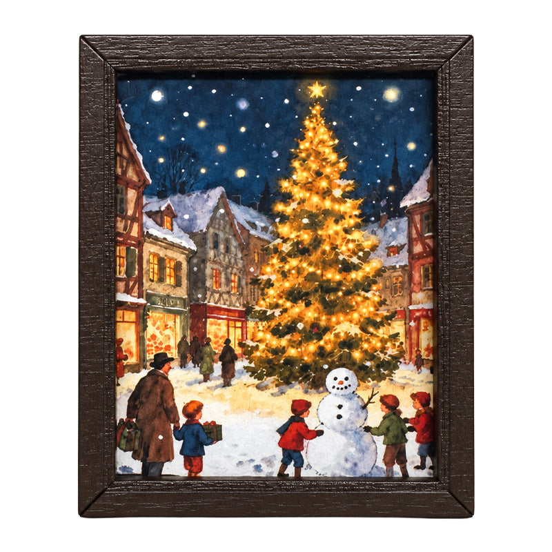 Dollhouse Christmas Wall Art with Wood Frame - 1:12 Scale Holiday Decor (Choose Options)