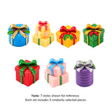 Dollhouse Christmas Gift Boxes in colorful resin with festive bows, bringing cheerful charm to miniature holiday scenes