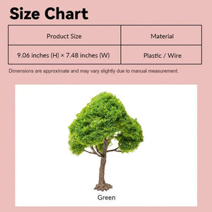 miniature tree for dollhouse size chart showing 9 Inch garden tree in 1:12 scale