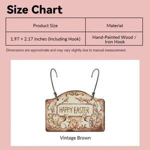 dollhouse Easter sign size chart showing hand-painted wood plaque in 1:12 scale