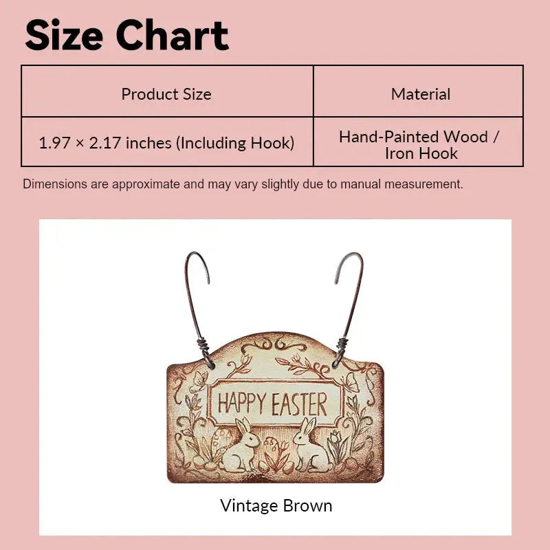dollhouse Easter sign size chart showing hand-painted wood plaque in 1:12 scale
