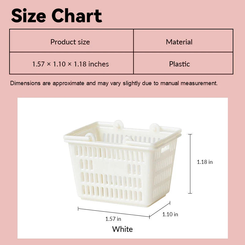 Dollhouse laundry basket size chart showing white plastic style in 1:12 scale